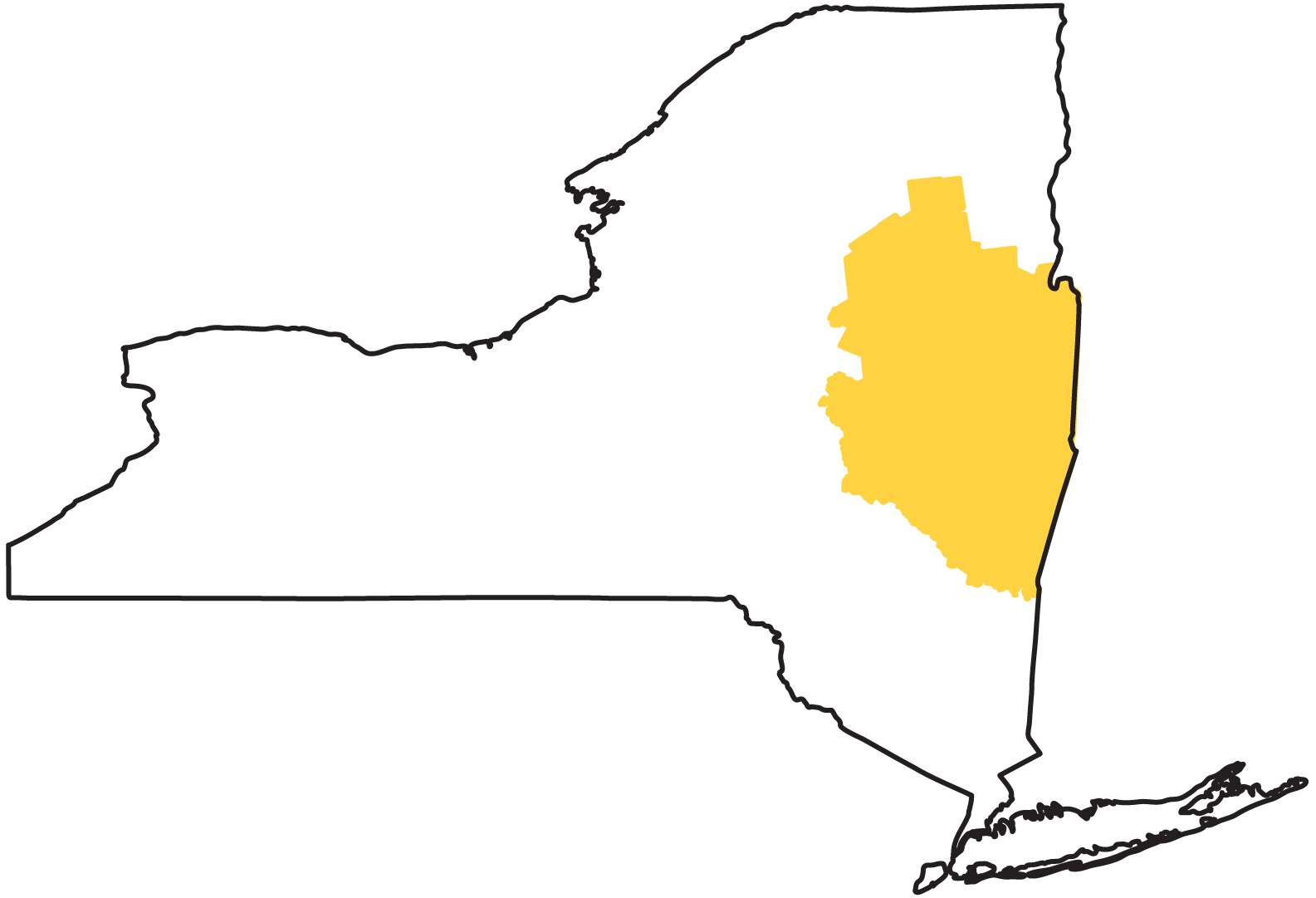 New York State map highlighting the Capital District region